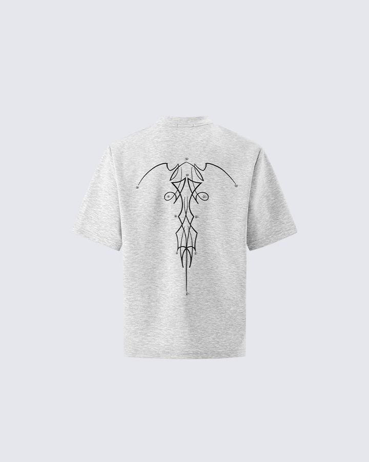 Studded Abstract Line Art Graphic Tee