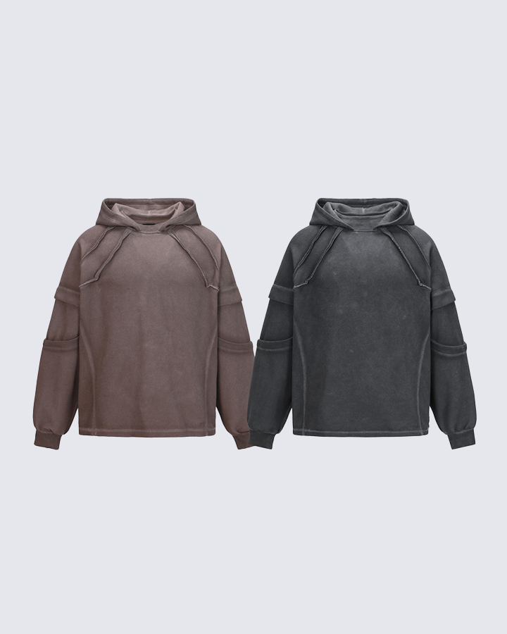 Washed Stitch Detail Oversized Hoodie