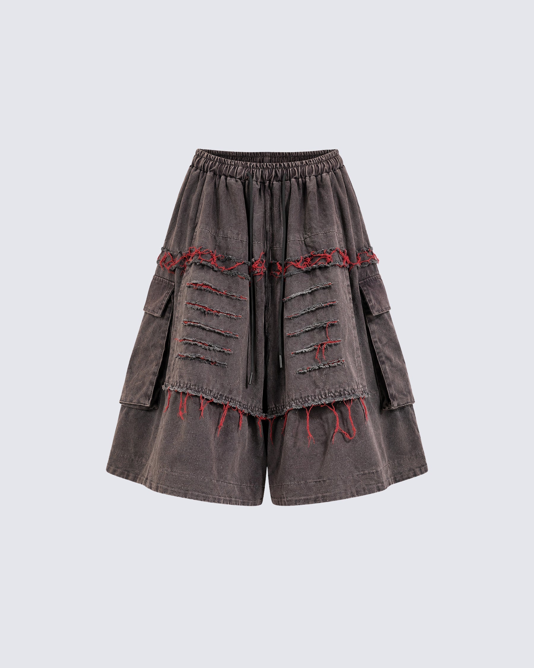 American-Style Patchwork Ripped Jeans With Frayed Edges