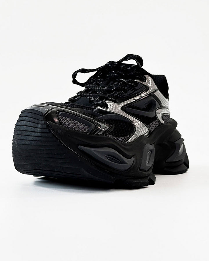 Chunky Black Platform Height-Increasing Sneakers