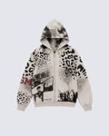 GRYFT Vintage Leopard Graphic Zip Hoodie
