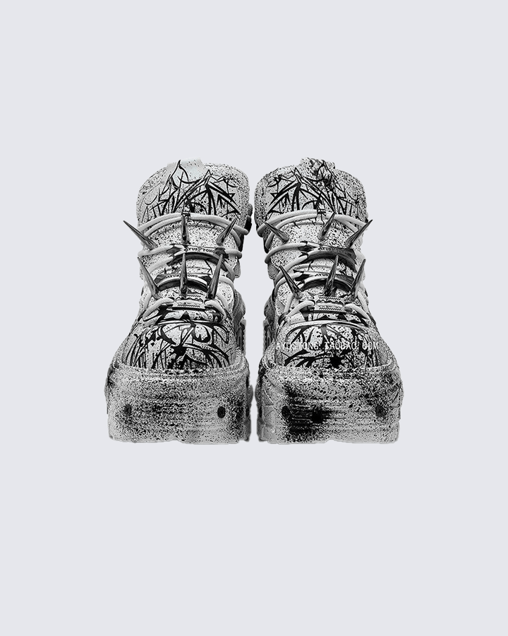 Graffiti Spiked Chunky Platform Sneakers