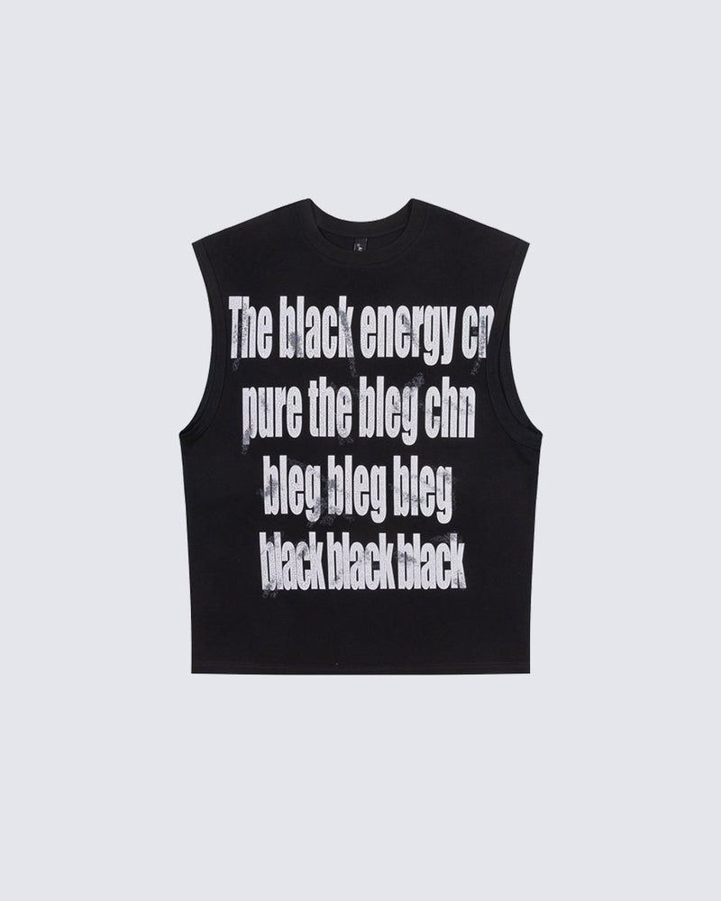 Vintage Washed Text Graphic Sleeveless Tee