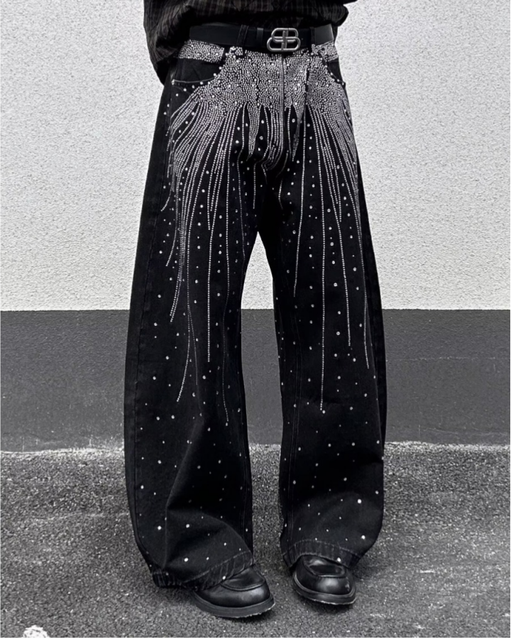 American Retro Street Style Shiny And Versatile Trousers