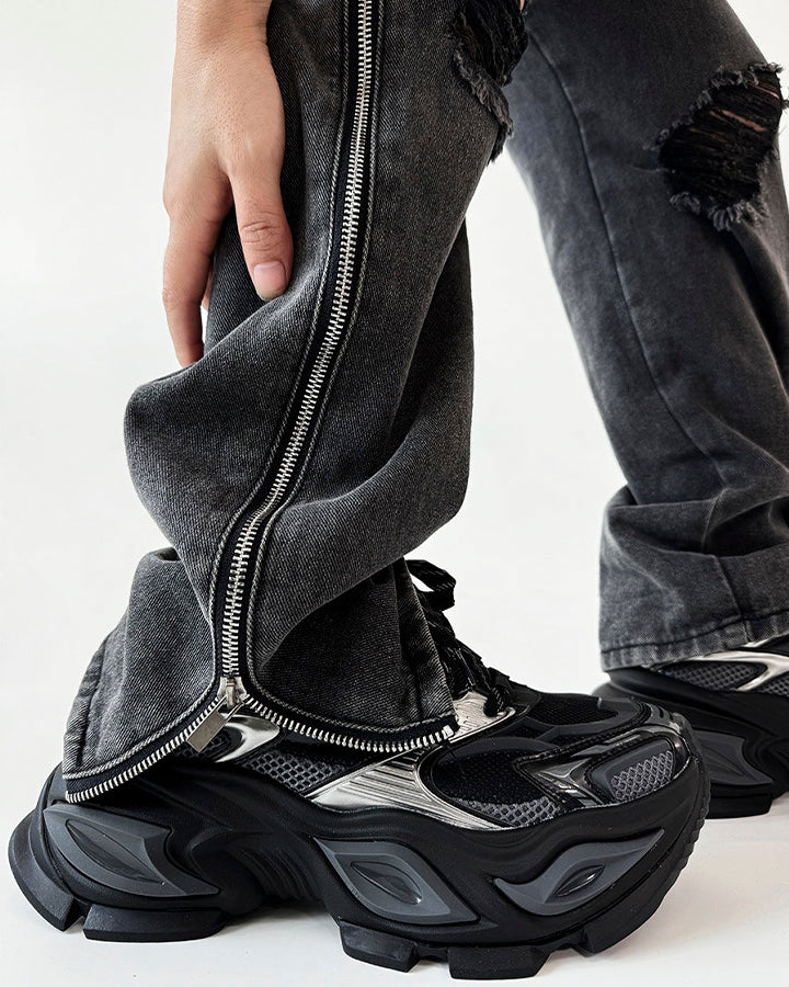 Chunky Black Platform Height-Increasing Sneakers