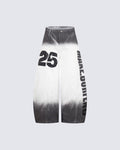 Gradient Number Graphic Wide Leg Denim Pants