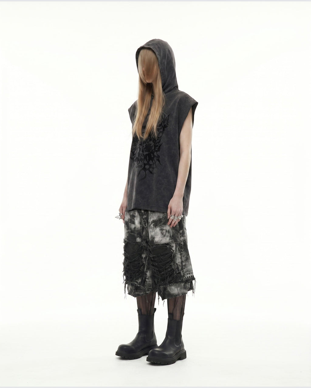 GRYFT-New Washed Hooded Sleeveless Top