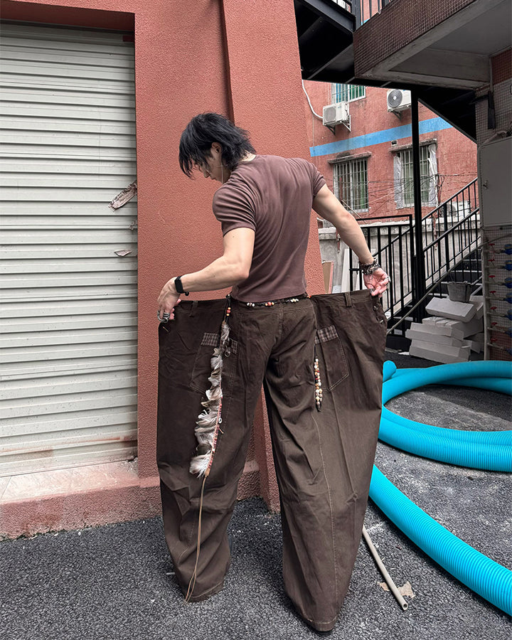 Deconstructed Double-Layer Panel Pants
