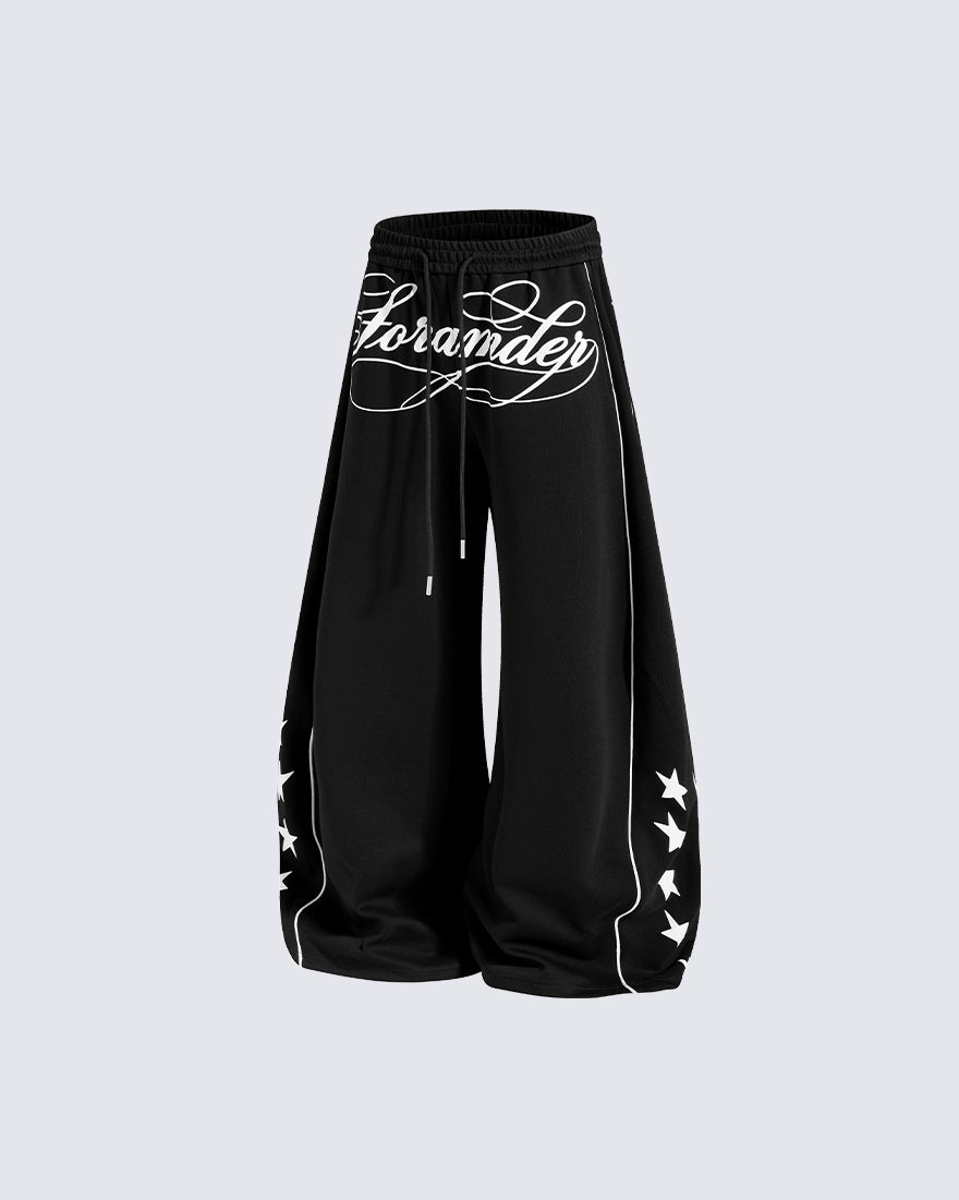 GRYFT Streetwear Graphic Star Wide Leg Pants