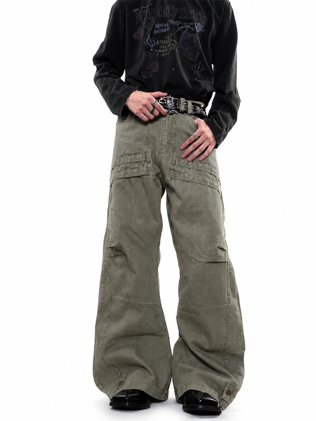 GRYFT Utility Washed Pleated Curve Pants