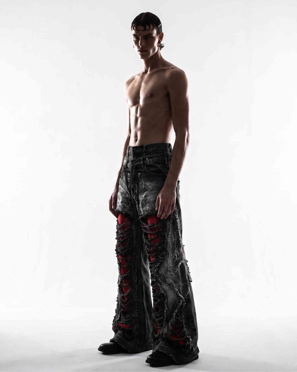 GRYFT RED RUST Series | Distressed Wide Leg Jeans