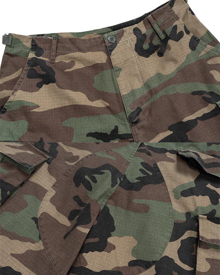 GRYFT Utility Camo Cargo Pocket Wide Knee Shorts