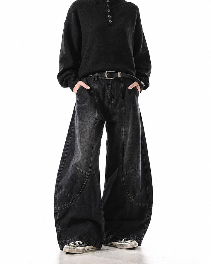 Washed Deconstructed Paneled Scythe Denim Pants
