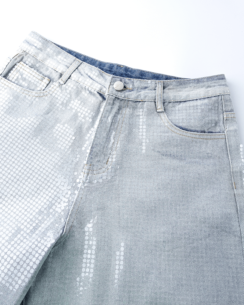 Gradient Sequin Wide-Leg Jeans