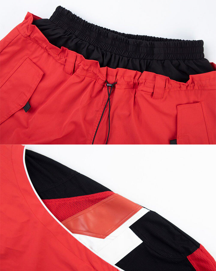 Street Colorblock Panel Loose Fit Wide Leg Pants