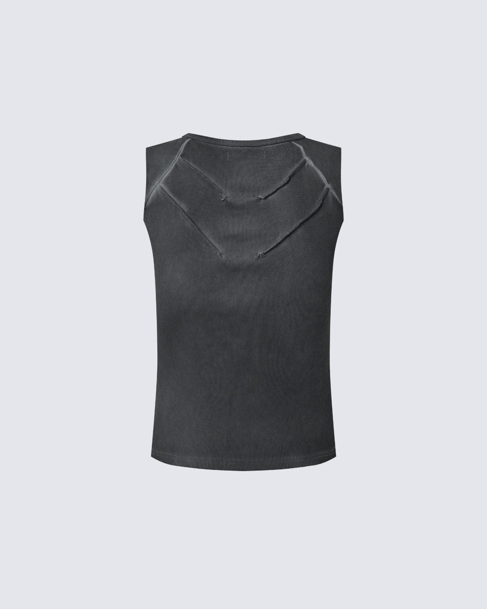 Dark Washed Distressed Sleeveless Ribbed Tank Top