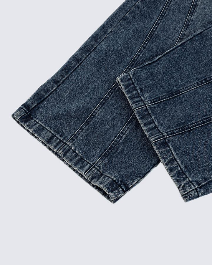 Leather Patch Pocket with Studded Detail Denim Pants