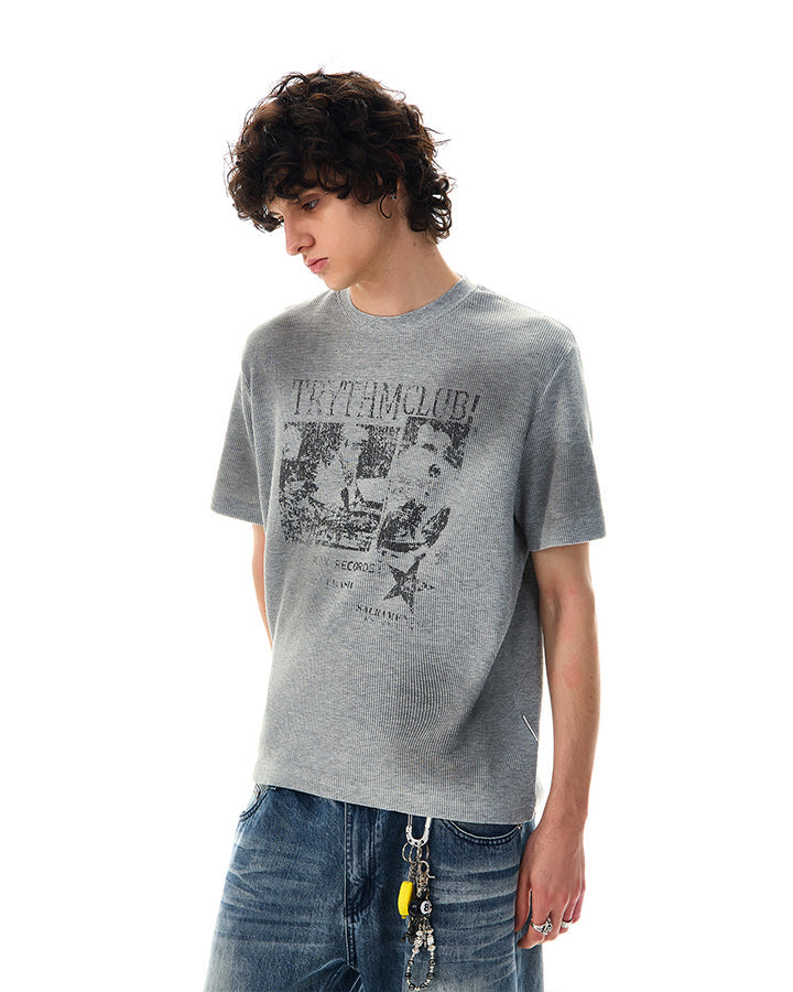 Waffle New Texture Vintage Washed Short T-Shirt
