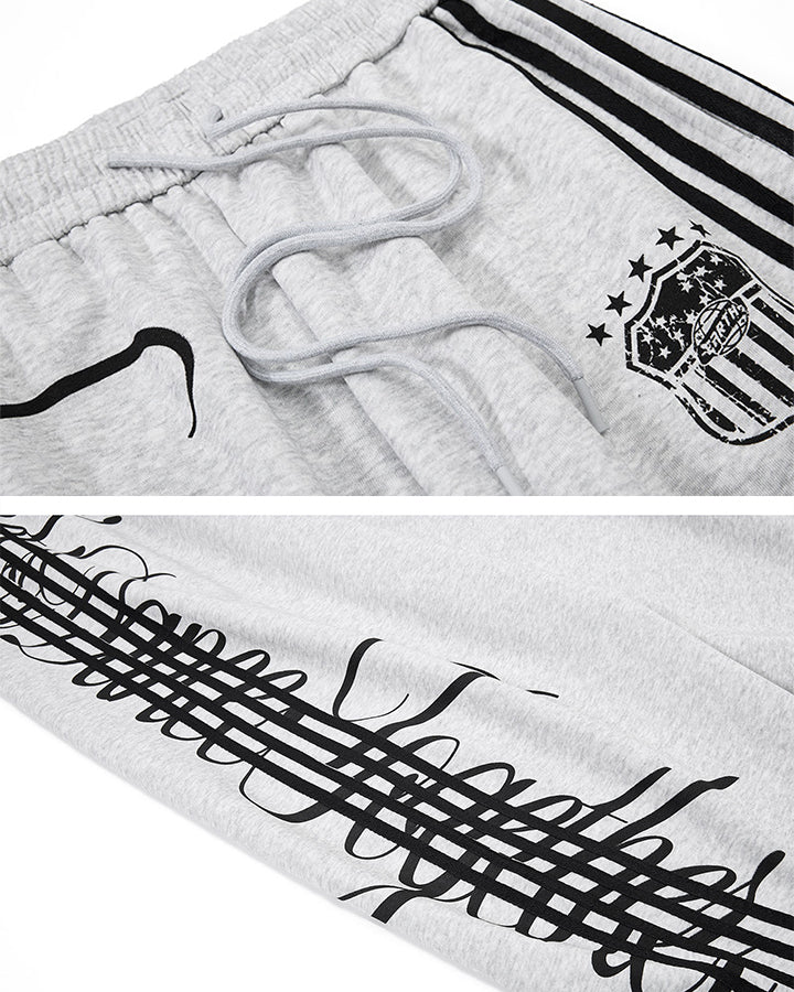 Curved Script Stripe Wide-Leg Sweatpants