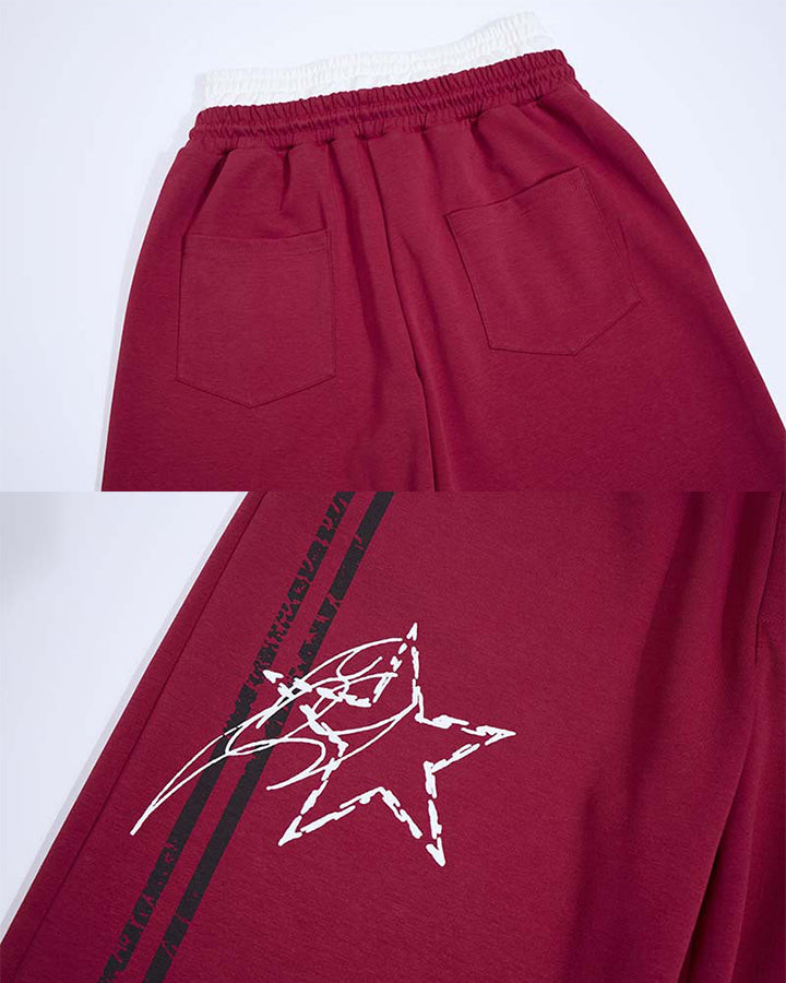 GRYFT Y2K Star Graphic Wide Leg Pants