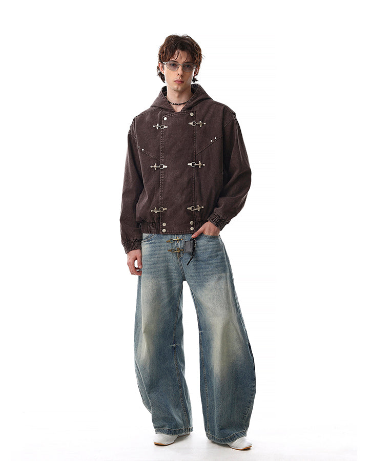 New Arrival Hooded Buckle Denim Jacket