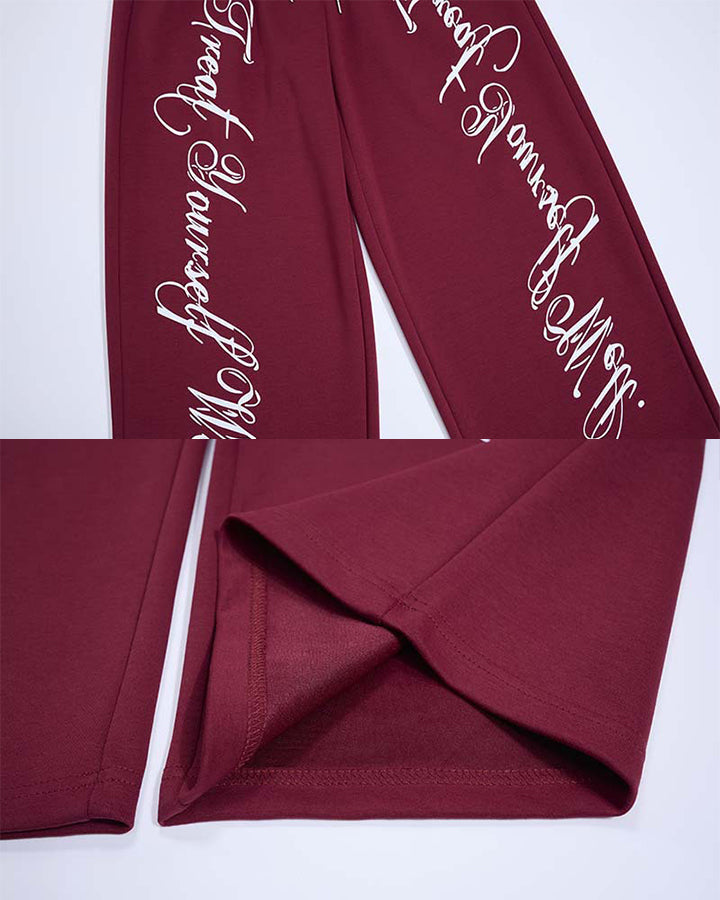 GRYFT Retro Letter Print Wide Leg Pants