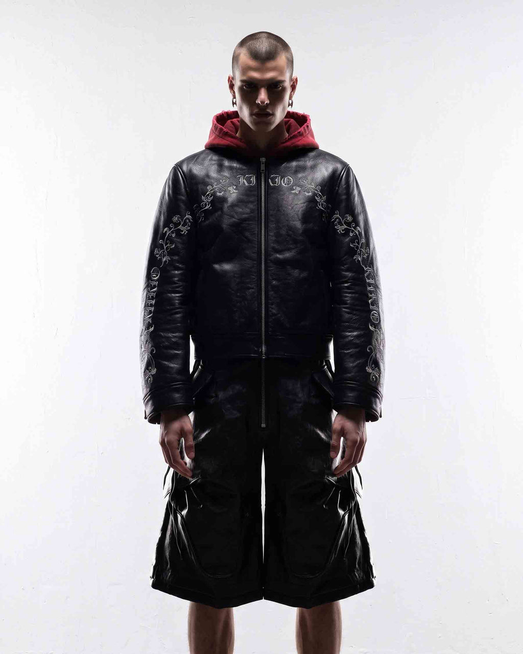 GRYFT RED RUST Series | Vintage Leather Hooded Bomber Jacket