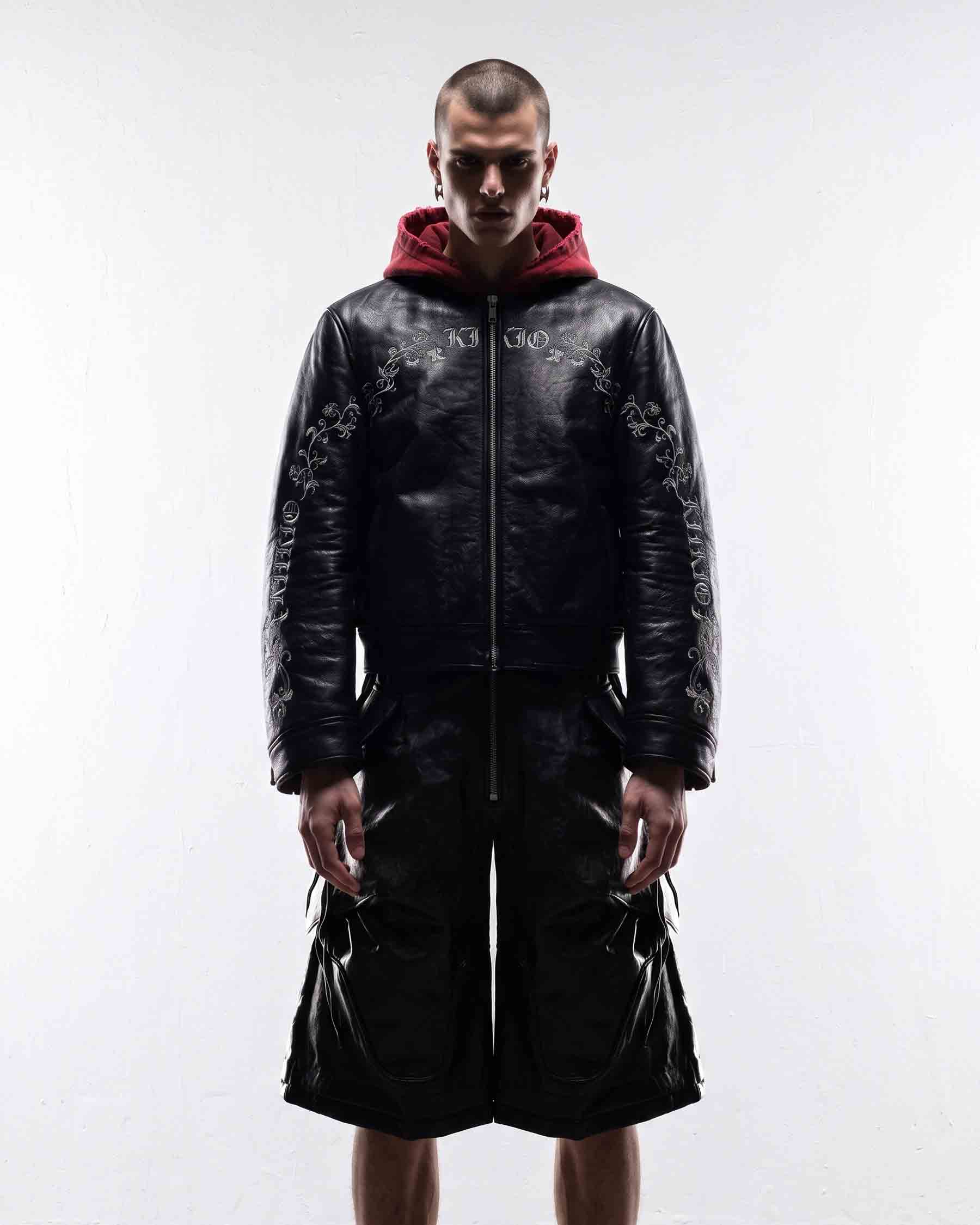 GRYFT RED RUST Series | Vintage Leather Hooded Bomber Jacket
