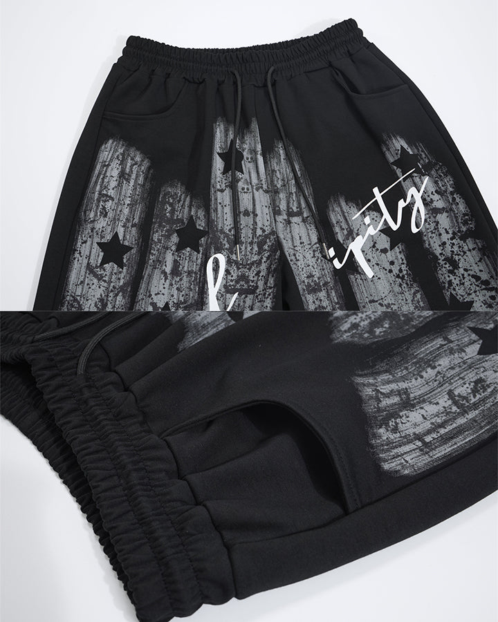 GRYFT Graffiti Printed Wide Leg Casual Pants