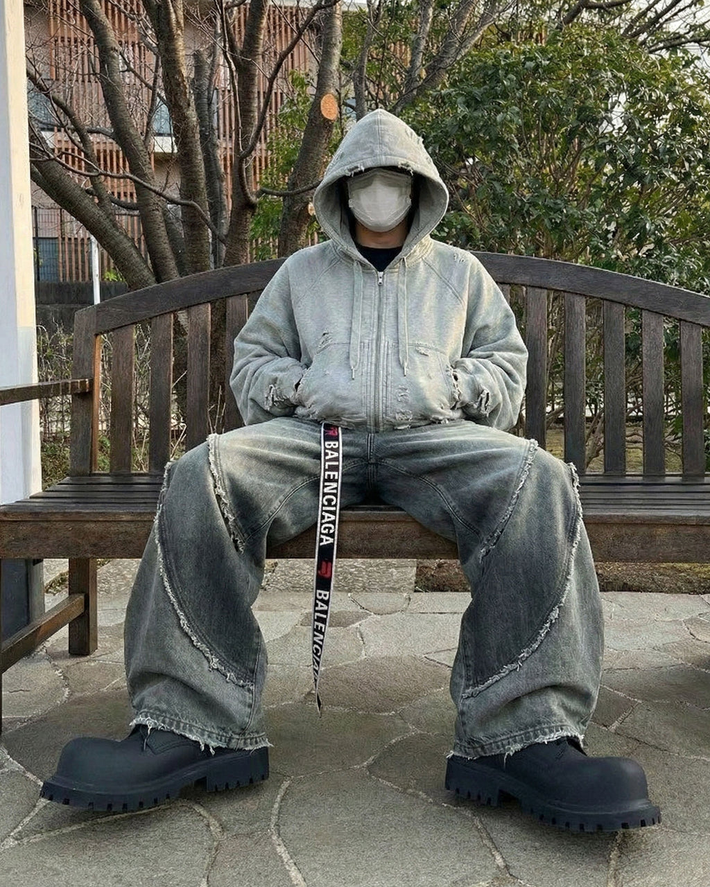 LOW SATURATION-Distressed Cropped Zip-Up Hoodie