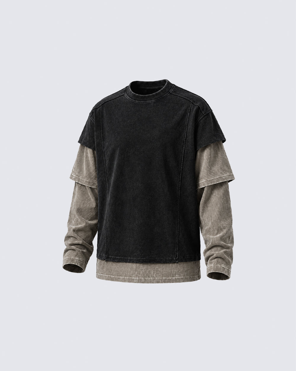 GRYFT Grunge Distressed Patchwork Layered Tee
