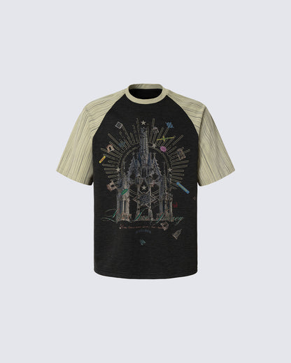 GRYFT Gothic Cathedral Graphic Raglan Short-Sleeve T-Shirt
