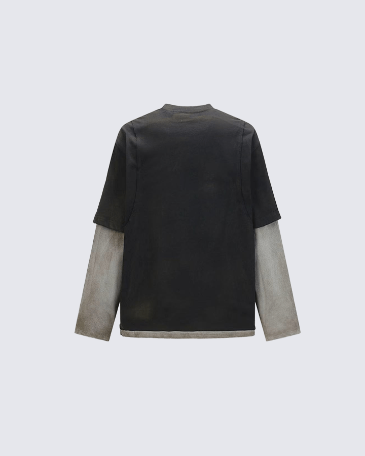 Layered Look Washed Long Sleeve Tee