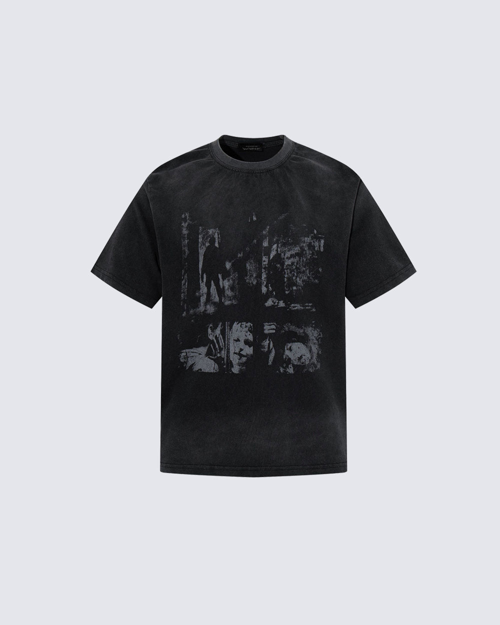 Distressed Black Graphic Print T-shirt