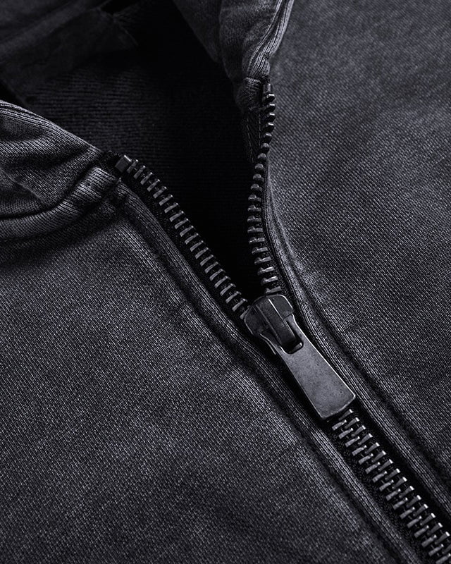 American Avant-Garde Washed Distressed Deconstructed Armor Hoodie Set