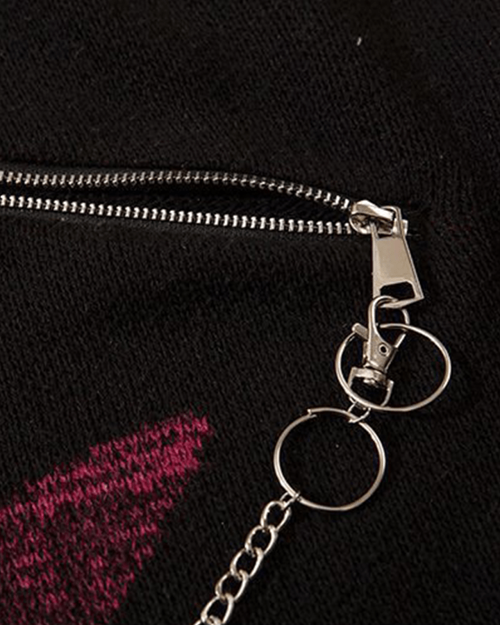 Punk Star Chain Distressed Knit Sweater