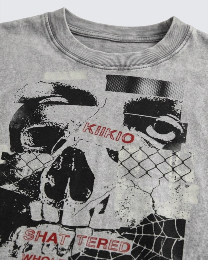 Vintage Washed Skull Graphic Oversized T-Shirt
