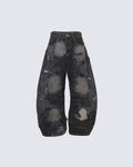 Deconstructed Washed Patchwork Blade-Cut Jeans