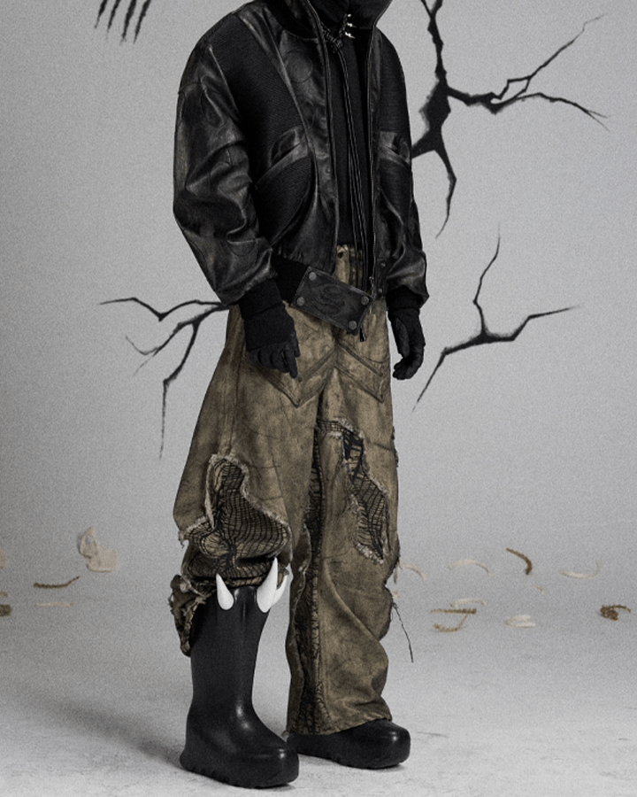 Tactical Textured Wide-Leg Cargo Pants