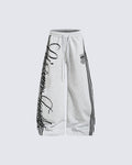 Curved Script Stripe Wide-Leg Sweatpants