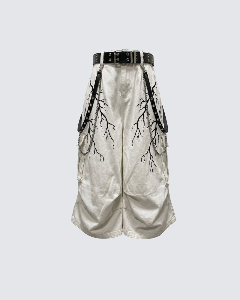 LIGHTNING Series | Gothic Chain Strap Utility Shorts