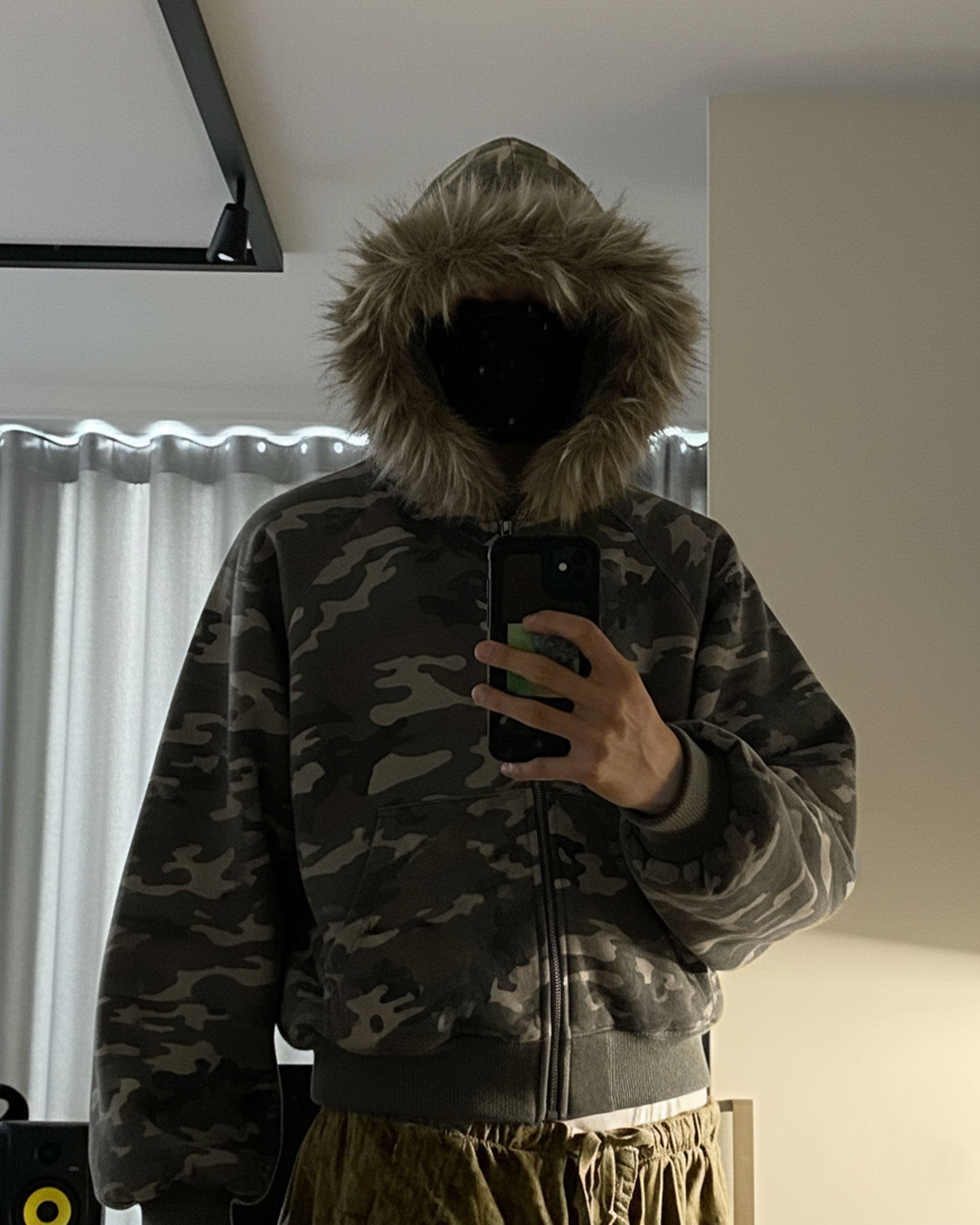 Camouflage Fur Collar Cotton Jacket