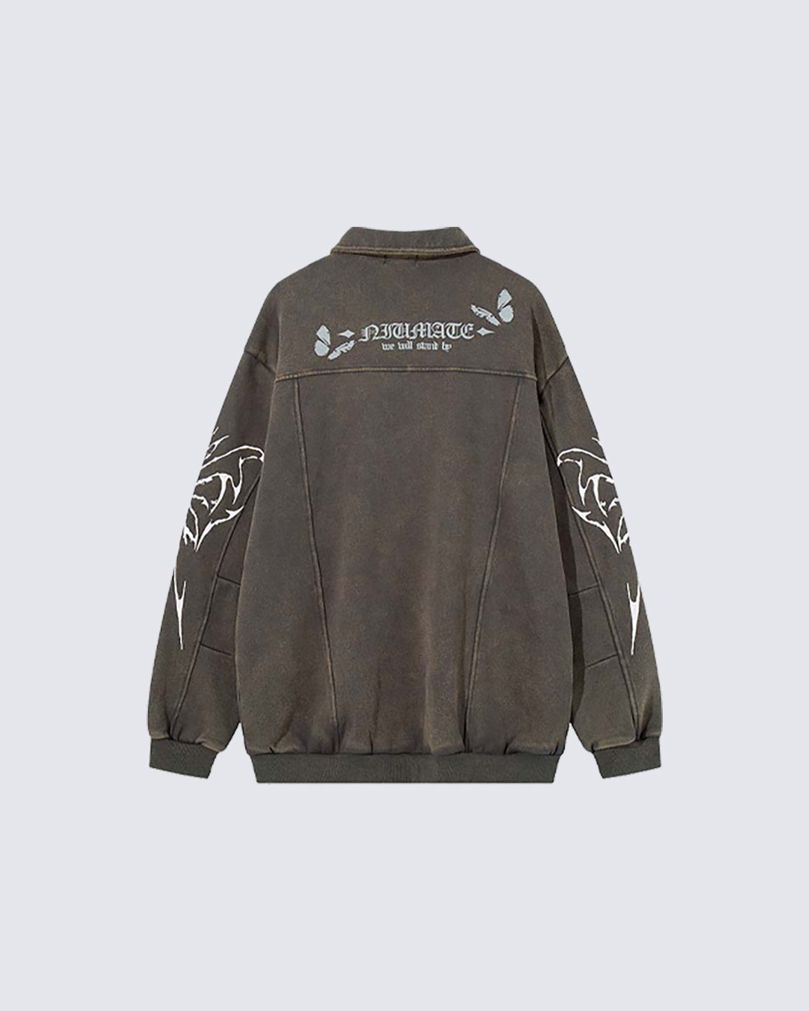 Retro Butterfly Graphic Zip-Up Jacket