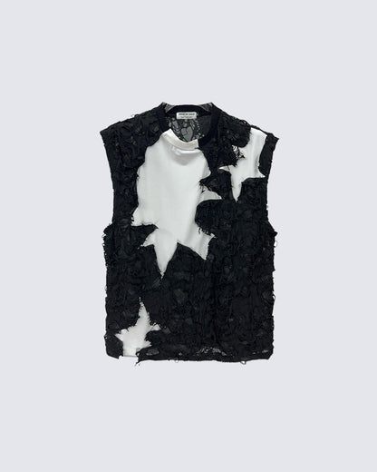Gothic Distressed Mesh Sleeveless Top