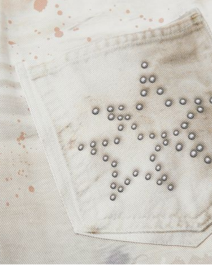 Vintage Studded Embroidered Wide-Leg Jeans
