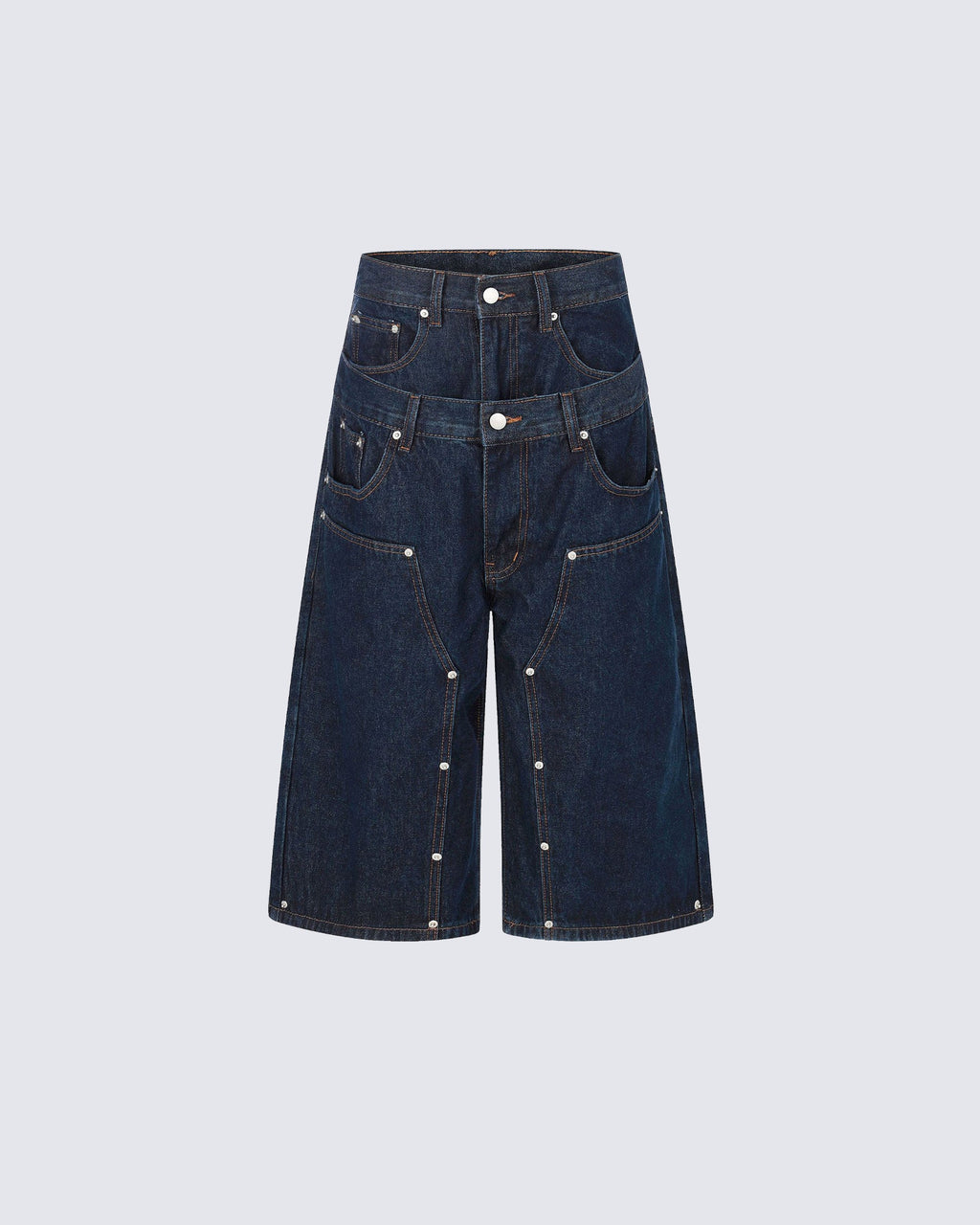 Layered Pocket Denim Shorts
