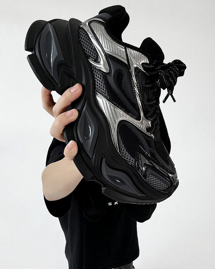 Chunky Black Platform Height-Increasing Sneakers
