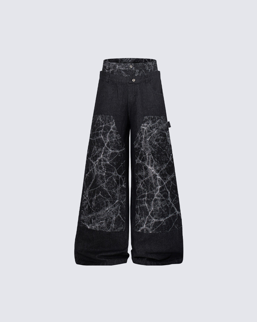 GRYFT High-Street Retro Textured Wide-Leg Jeans