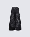 GRYFT High-Street Retro Textured Wide-Leg Jeans