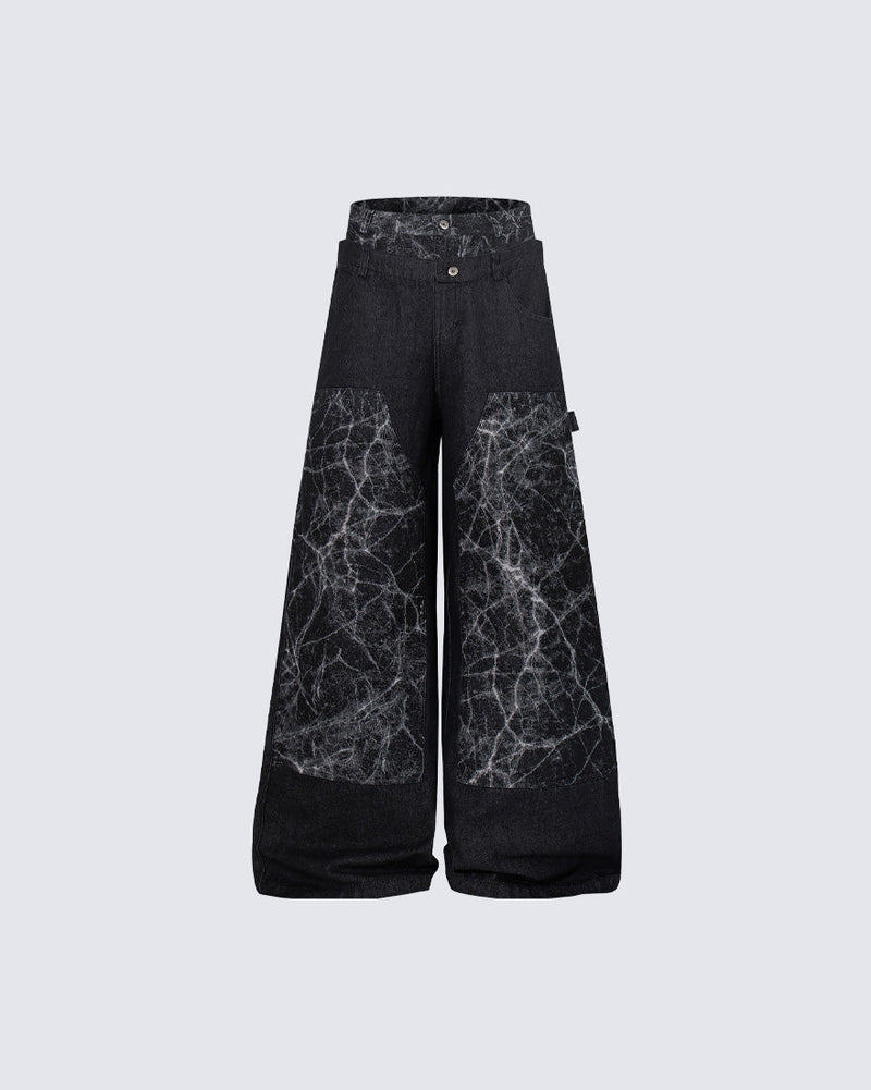 GRYFT High-Street Retro Textured Wide-Leg Jeans